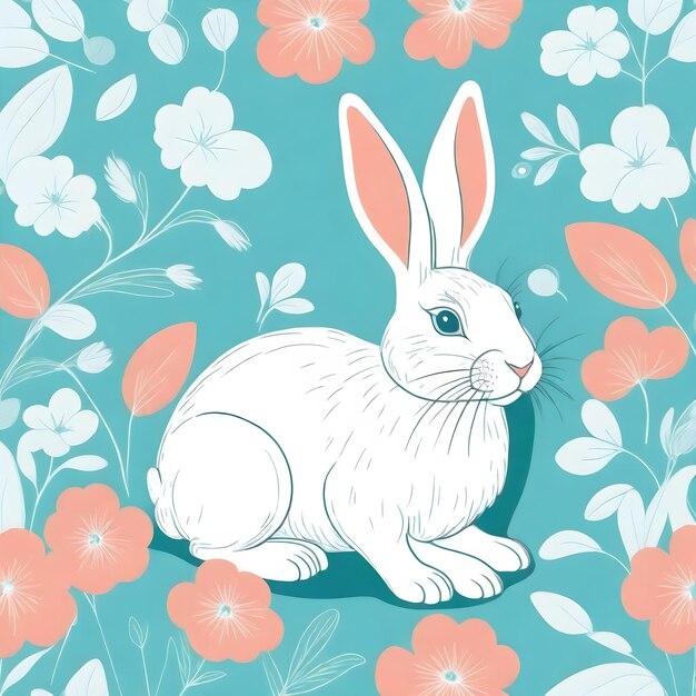 Gekunstelde met de hand getekende illustratie van een konijn