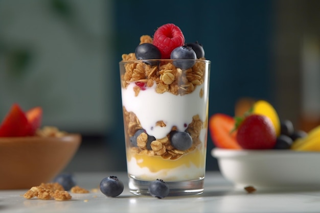 Gelaagde Bessen Yoghurt Parfait Met Granola