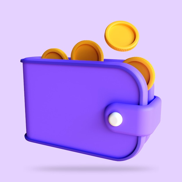 Foto geld besparen pictogram concept bundel van contant geld portemonnee chasless samenleving 3d render