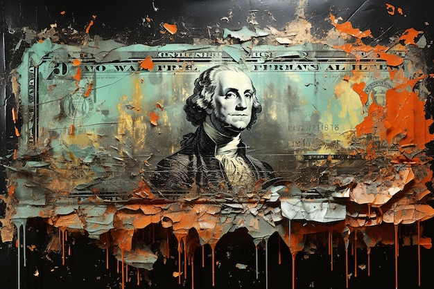 Foto geld op de muur een kunstschilderij van papier amerikaanse dollars