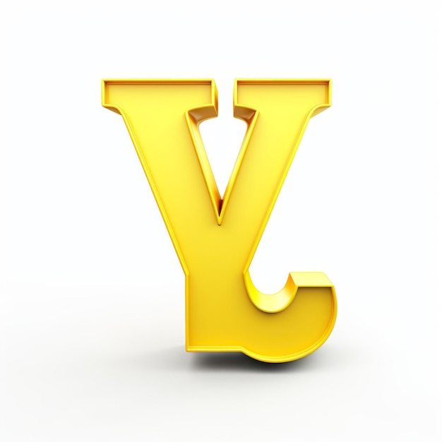 Gele 3d letter Y op witte achtergrond
