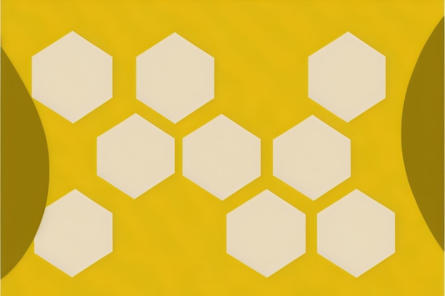 Gele achtergrond met achthoekige geometrische vormen. AI digitale illustratie