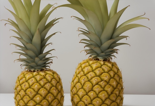 Gele ananas op de tafel geïsoleerd in een zachte achtergrond