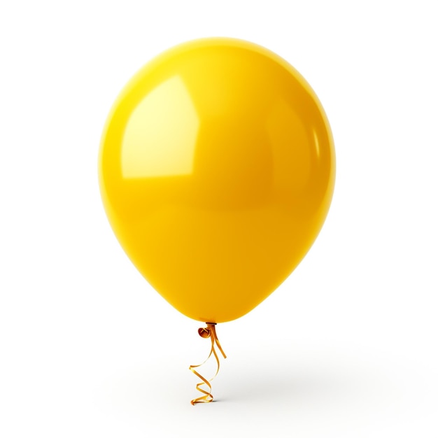 Gele ballon die op witte achtergrond wordt geïsoleerd