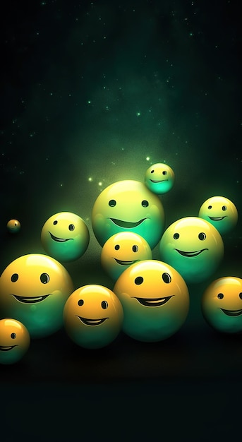 Gele ballon met een smiley tussen veel ballonnen gelukkige leider die zijn team ondersteunt