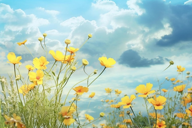 Gele bloemen in de lucht