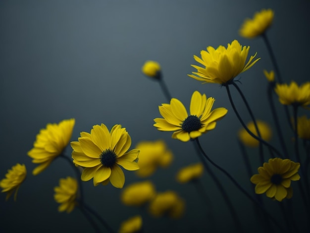 Gele bloemenachtergrond met zachte stijl