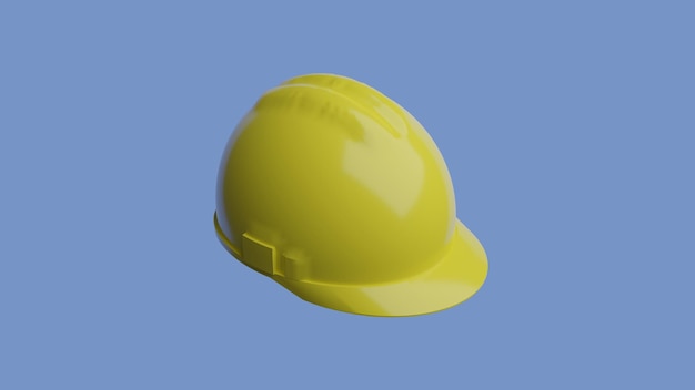 Gele bouwvakker 3d pictogram geïsoleerd op blauwe achtergrond