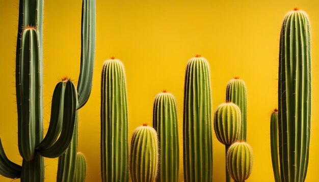 Gele cactus op een gele achtergrond