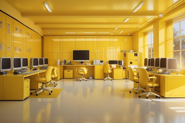 gele computerkamer