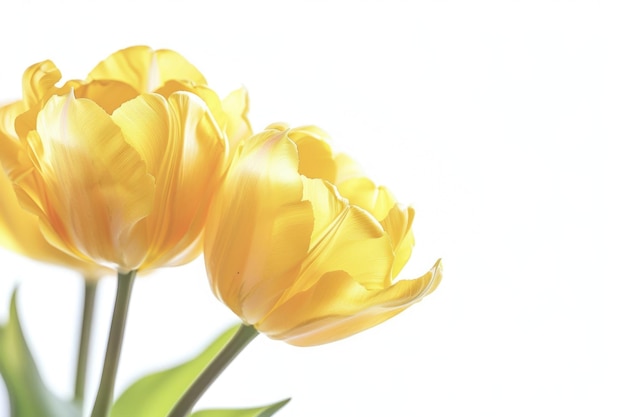 Gele dubbele bloem tulpen op witte achtergrond