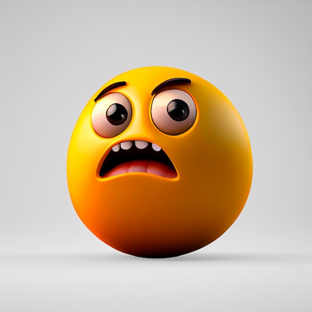 Gele emoji met bang gezicht, 3D-rendering