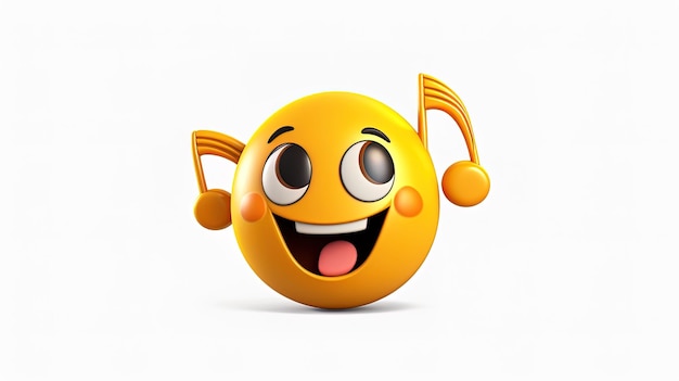 Gele emoji met muzieknootelement gegenereerd door AI