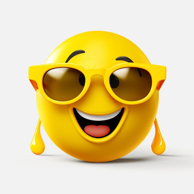 gele emoticon met zonnebril en een traan generatieve ai