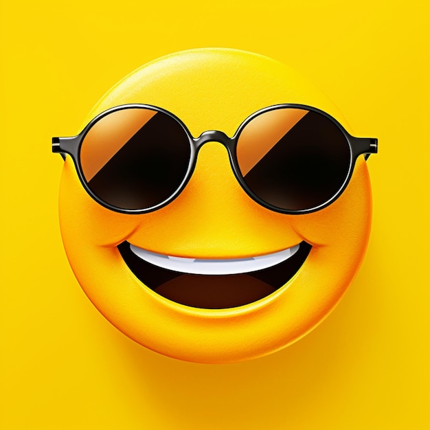 Foto gele emotie met zonnebril op een gele achtergrond generatieve ai