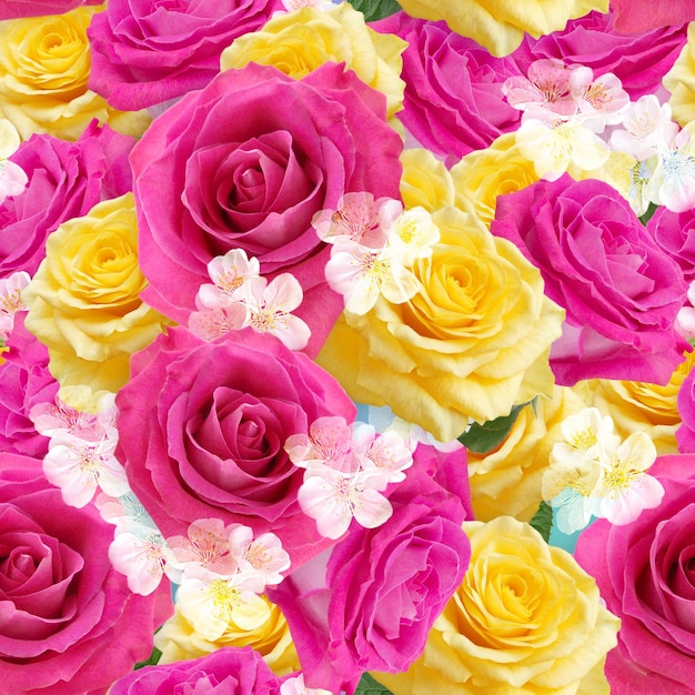 Gele en roze rozen naadloze patroon