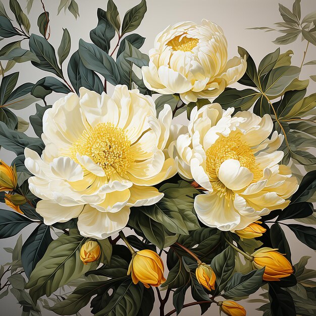 gele en witte bloemen aquarel naadloze patroon
