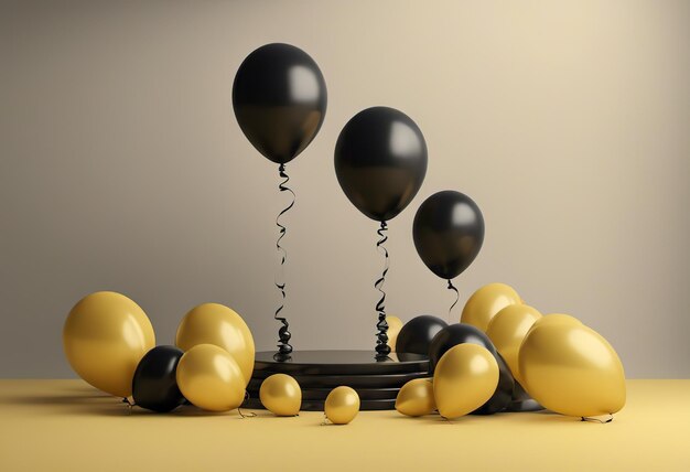 Gele en zwarte ballonnen op achtergrond vakantie concept seizoen van kortingen en verkoop