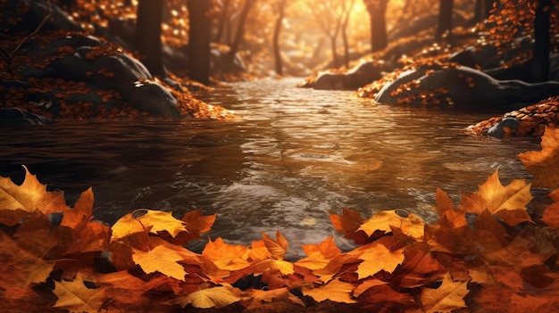 Gele herfstbladeren op de grond.