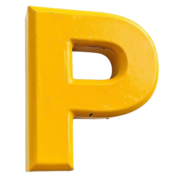 Gele hoofdletter P geïsoleerd op wit