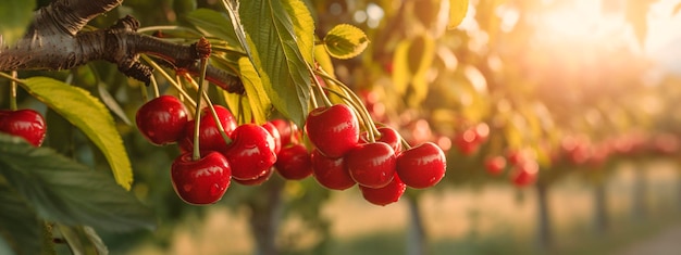 Gele kers groeit in de tuinoogst Generatieve Ai