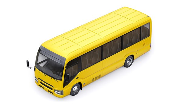 Gele kleine bus voor stads- en voorsteden voor reizen Auto met leeg lichaam voor ontwerp en reclame 3d illustratie