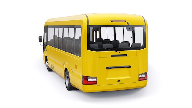 Gele kleine bus voor stads- en voorsteden voor reizen Auto met leeg lichaam voor ontwerp en reclame 3d illustratie