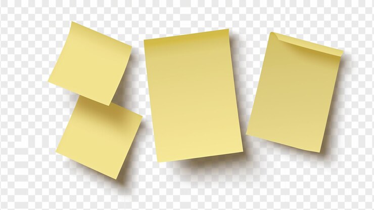 Foto gele kleverige postit notities geïsoleerd op transparante png ideaal voor herinneringen en organisatie