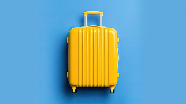 Gele koffer op een blauwe achtergrond