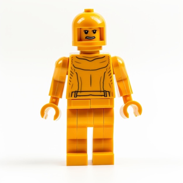 Gele Lego Mini Figurine in een oranje kostuum uit het ruimtetijdperk