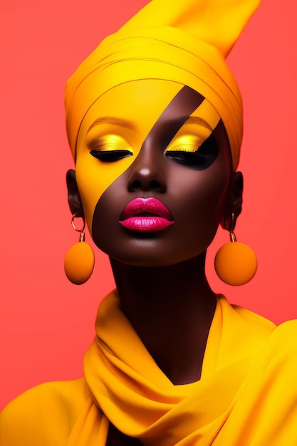 Gele make-up voor een zwarte vrouw
