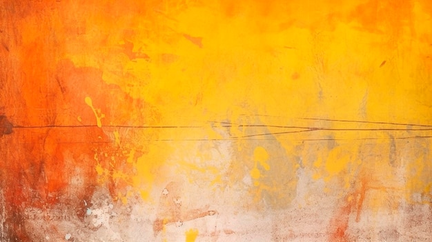 Gele oranje achtergrond met textuur en verontruste vintage grunge en waterverf Generative Ai