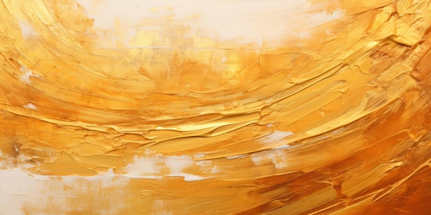 Gele oranje olieverf achtergrond textuur van ruwe penseelstreken op wit doek abstract patroon van gouden kleur Tema van kunst penseel goud vintage vlek sjabloon