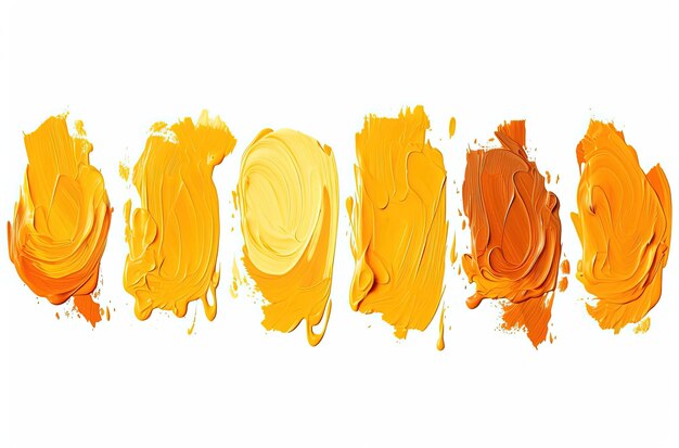 gele penseelstreken op een witte achtergrond in de stijl van donker oranje en goud