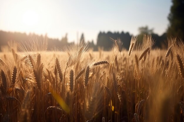 Gele rijpe tarwe die wacht om geoogst te worden