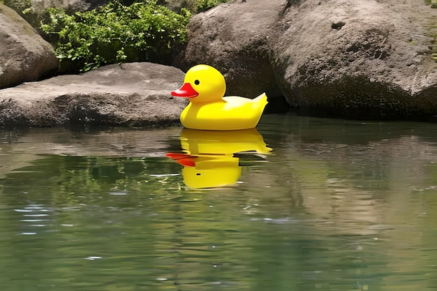 Gele rubberen duckie drijvend op het water