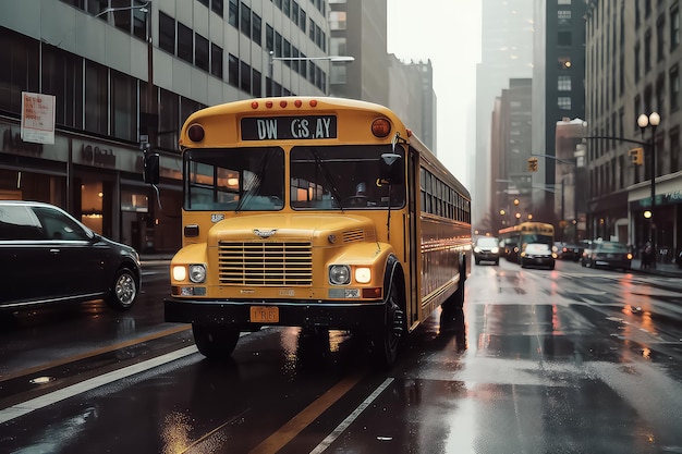 Gele schoolbus in New York City.