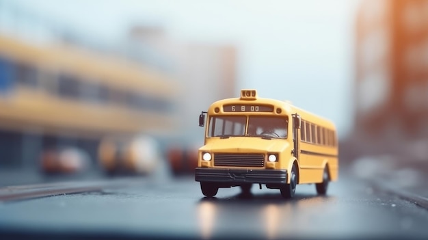 Gele schoolbus terug naar school achtergrond Illustratie AI GenerativexA