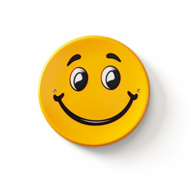 Gele smiley-knop met ogen en een glimlach erop generatieve ai