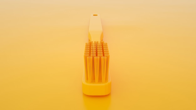 Gele tandenborstel geïsoleerd op gele achtergrond