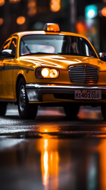 Gele taxi close-up Generatieve AI