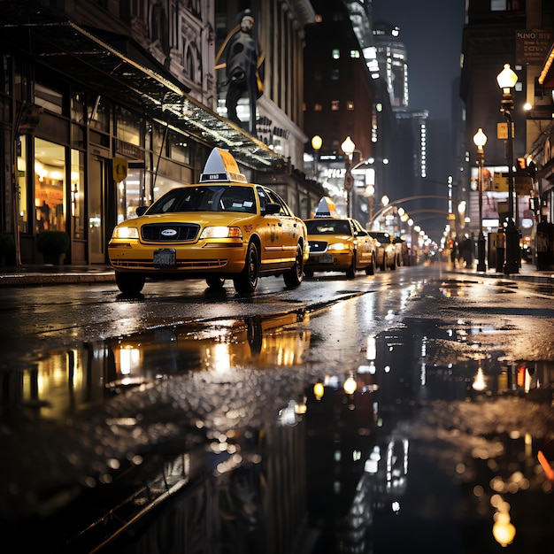 Gele taxi's in New York City, al het andere zwart