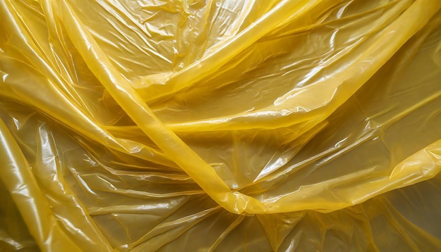 Gele textuur achtergrond van plastic zakken Glansend polyethyleen