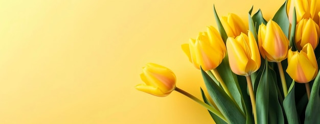 Gele tulpen op de gele achtergrond gemaakt met generatieve AI