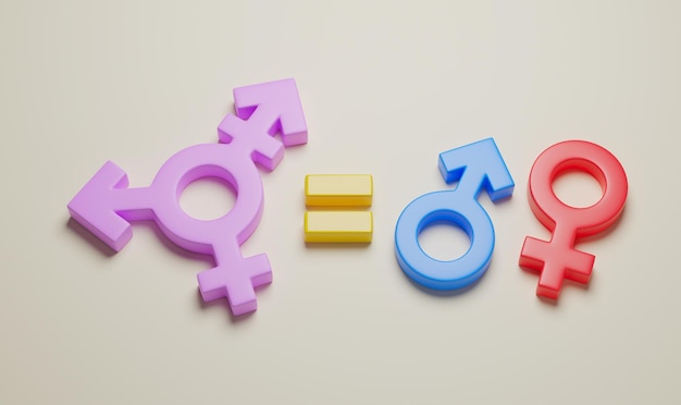 Gelijke rechten voor transgenders Sociale gelijkheid per geslacht 3d render