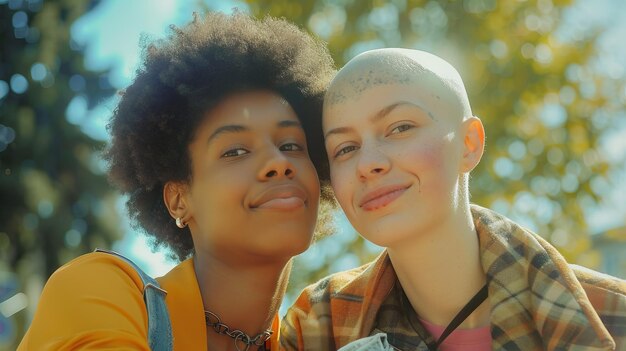 Foto gelijkheid in relaties tussen queer individuen van verschillende rassen en geslachten