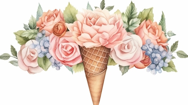 Photo a gellato roses ice cream illustration