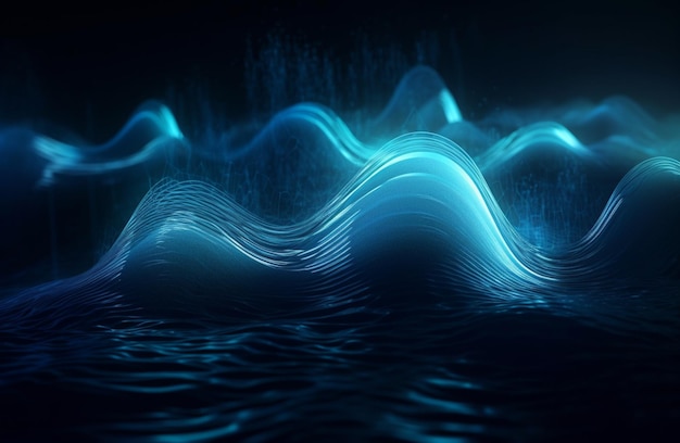 Geluidsgolf blauw elektrisch licht vloeibaar water textuur abstract achtergrondbehang 1