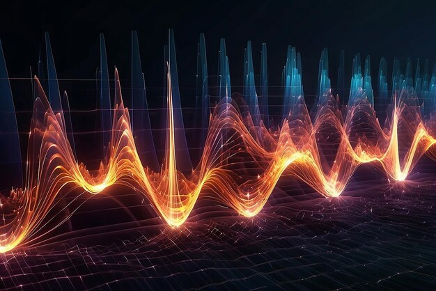Foto geluidsgolven die oscilleren gloeien licht abstracte technologie achtergrond