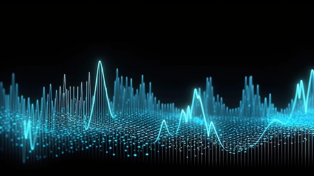 Geluidsgolven oscilleren met de gloed van lichte abstracte technische achtergrond